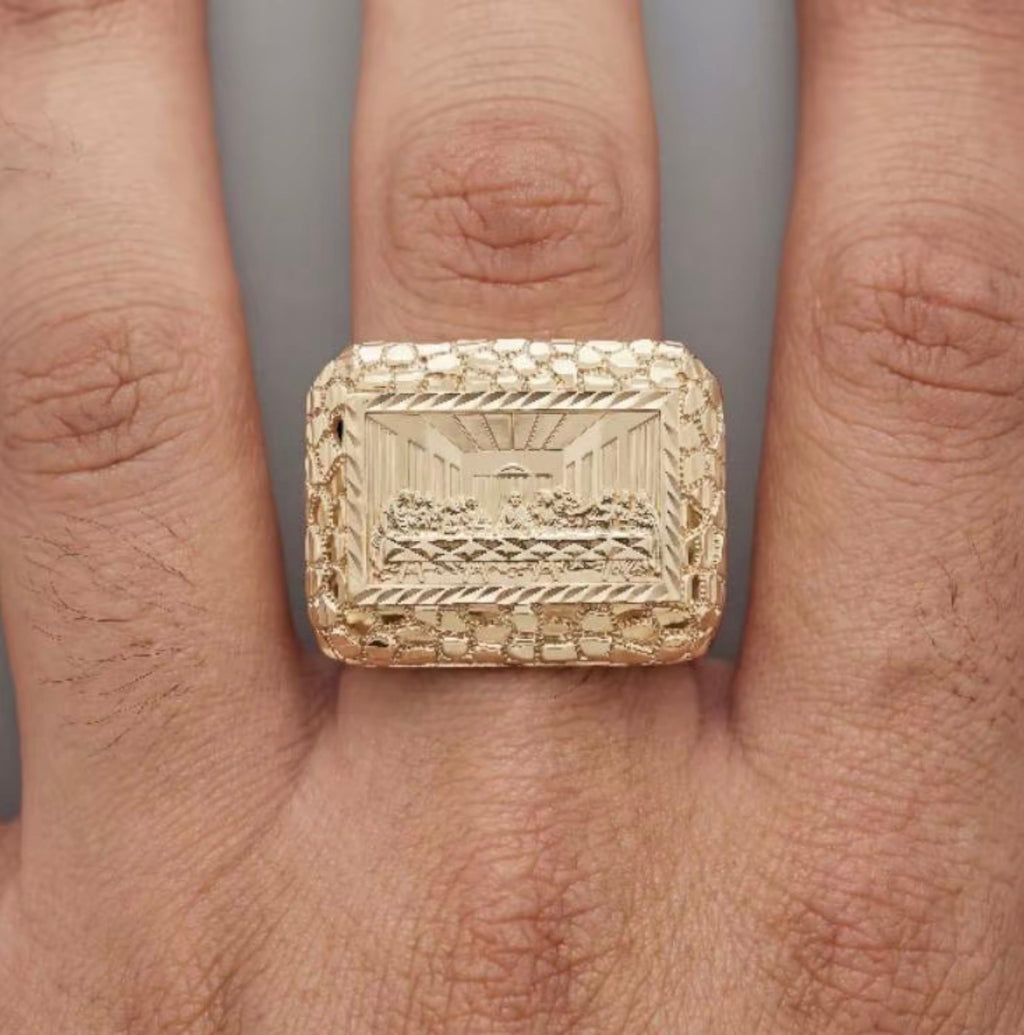 Nugget Ring Last Supper Gold Plated Men & Women's Ring: SIZE 9 ONLY