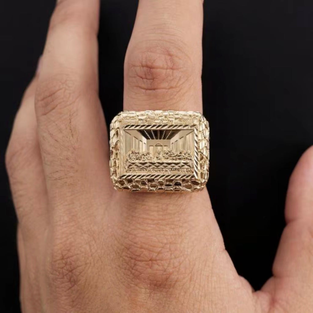 Nugget Ring Last Supper Gold Plated Men & Women's Ring: SIZE 9 ONLY