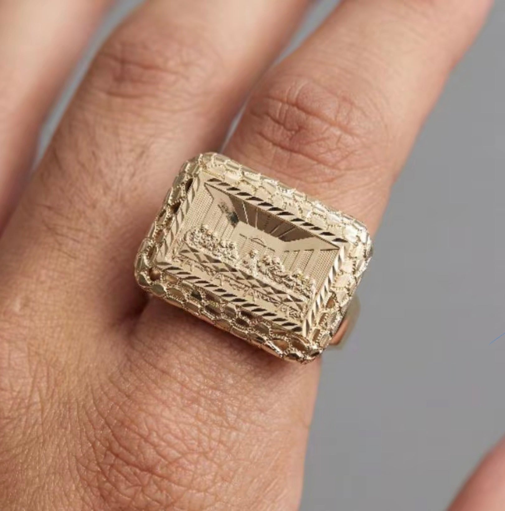 Nugget Ring Last Supper Gold Plated Men & Women's Ring: SIZE 9 ONLY