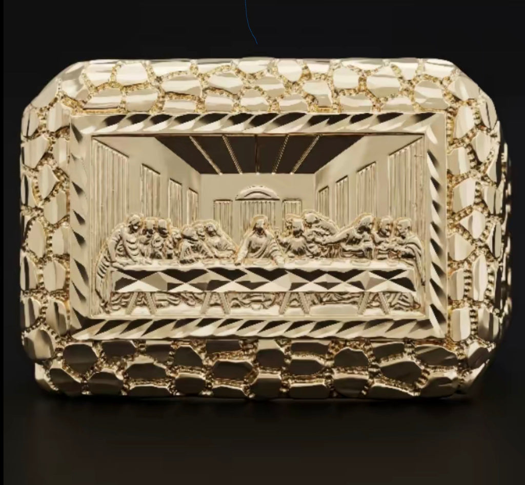 Nugget Ring Last Supper Gold Plated Men & Women's Ring: SIZE 9 ONLY