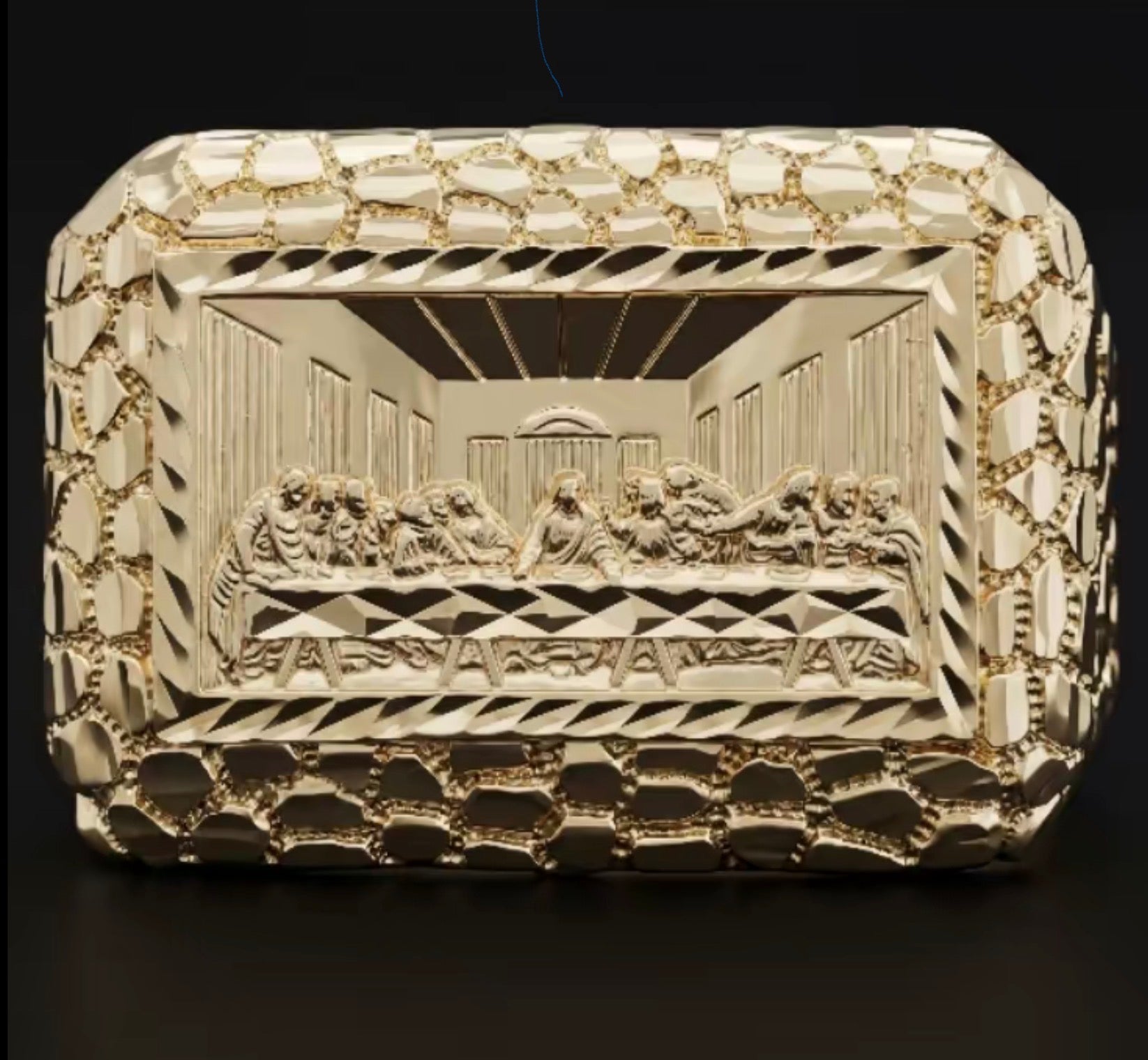 Nugget Ring Last Supper Gold Plated Men & Women's Ring: SIZE 9 ONLY