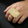 Last Supper Double Finger Nugget Ring 14K Stainless Steel by "Money Made Jewelry": Size 12 ONLY Unisex Luxury Ring