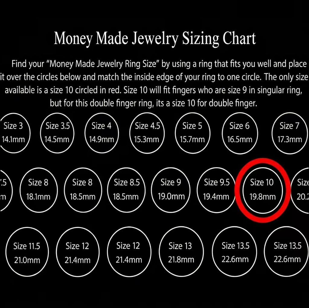 Last Supper Double Finger Nugget Ring 14K Stainless Steel by "Money Made Jewelry": Size 12 ONLY Unisex Luxury Ring