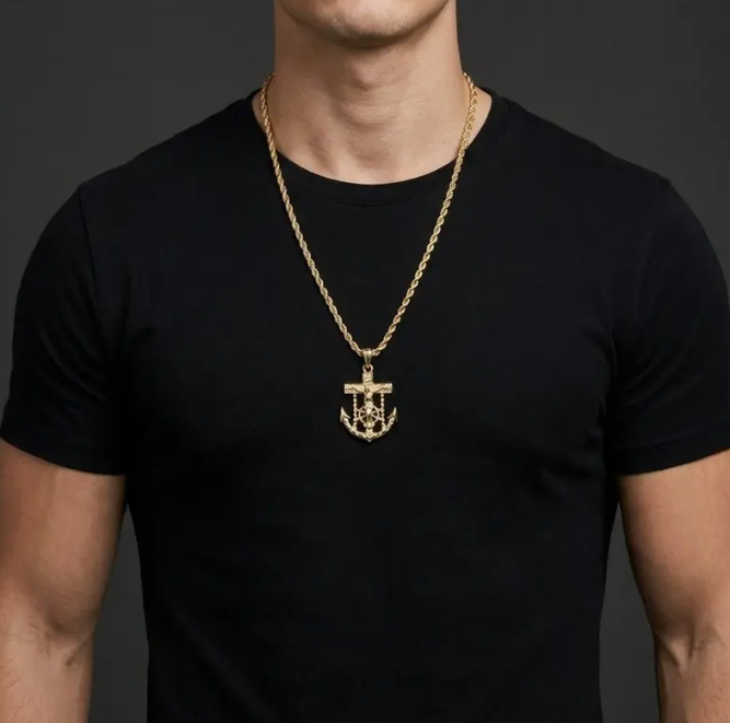 Cross Rope Chain 14k Gold Plated Size 24'' inch 4mm