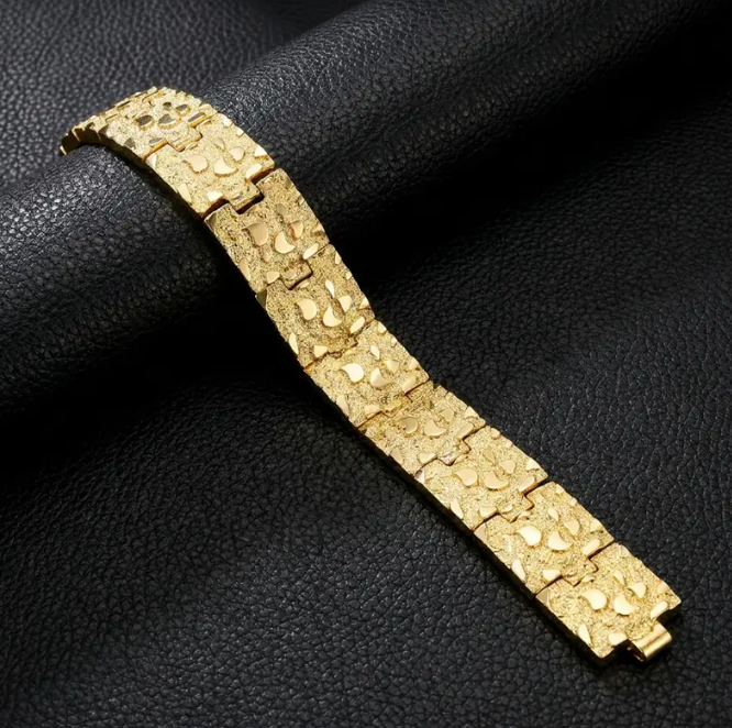 Nugget Bracelet - 14K Gold Plated | 25mm, Money Made Jewelry, Unisex Sweat-Resistant Jewelry